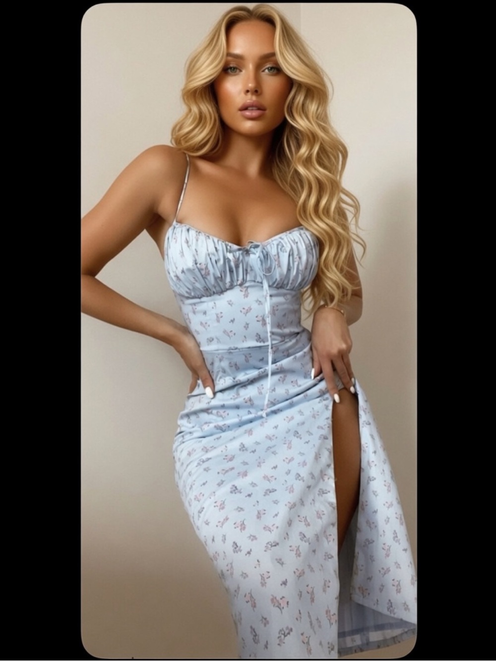 HOUSE OF CB 'Carina' Blue Floral Bustier Midi Dress /Small US 4-6 $195